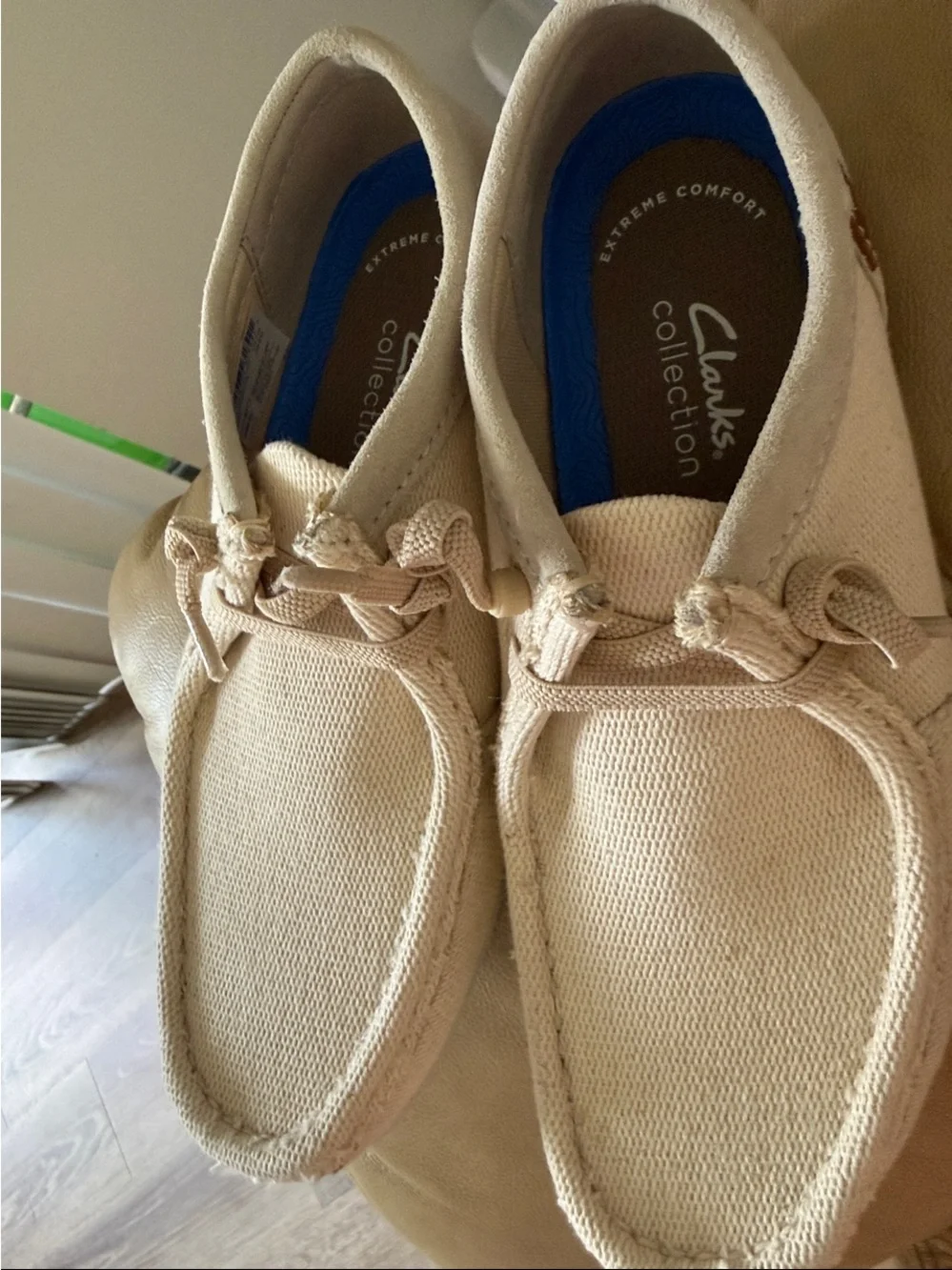 Clarks Men’s Natural Canvas Slip-On Loafers